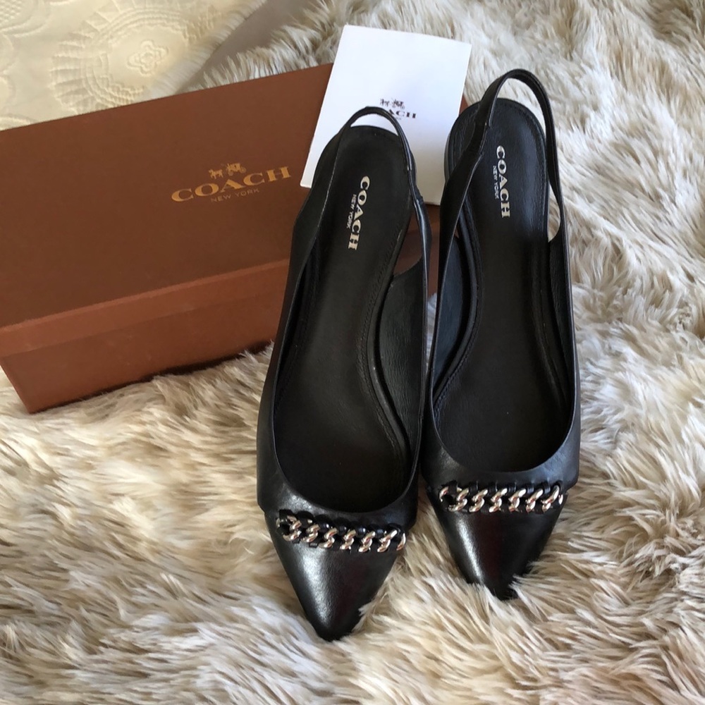Coach Rodney Black Leather Sling Backs, Sz 9.5